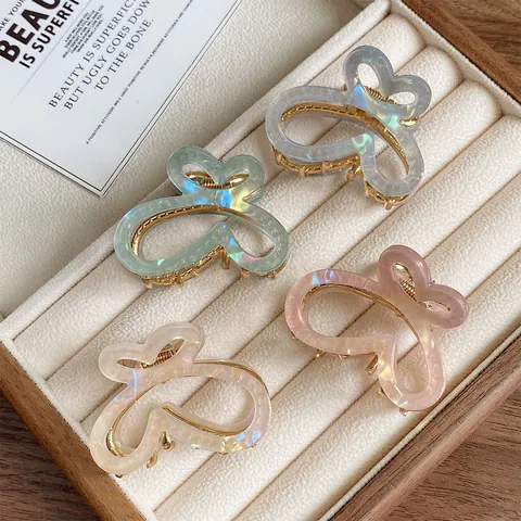 Acetate Butterfly Hair Claw Clip Gradient Iridescent Mini Hairpin Sweet Fairy Hair Accessories For Women Hair Styling Tool