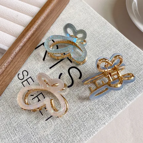 Acetate Butterfly Hair Claw Clip Gradient Iridescent Mini Hairpin Sweet Fairy Hair Accessories For Women Hair Styling Tool