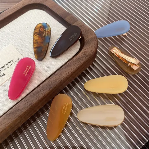 Sweet Acetate Waterdrop Hair Clips For Women Elegant Handmade Side Clips Minimalist Resin Hairpins Alloy Duckbill Hair Accessories