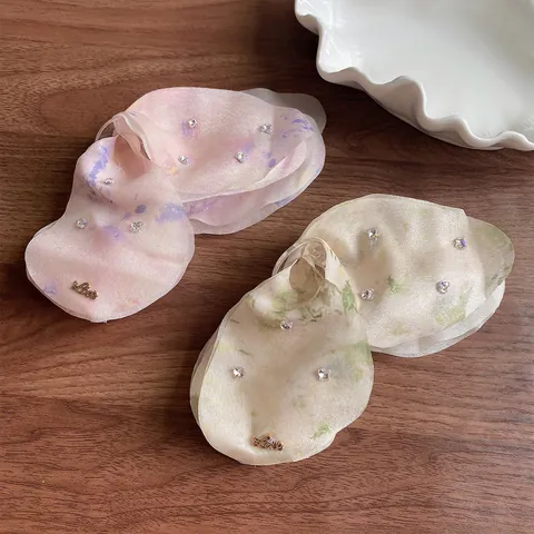 Elegante Molletta per Capelli in Tessuto a Fiocco Con Strass Organza Tie Dye Grande Artiglio per Capelli Donna Accessori