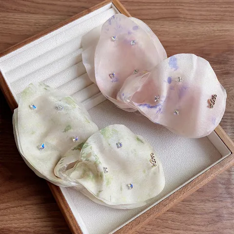 Elegante Molletta per Capelli in Tessuto a Fiocco Con Strass Organza Tie Dye Grande Artiglio per Capelli Donna Accessori