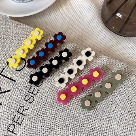 Cellulose Acetate Flower Hair Clip For Women Sweet Floral Duckbill Clip Retro Side Fringe Hair Accessories Elegant Headwear Gift