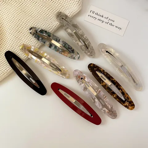 Vintage Acetat Hohl Oval BB Haarspange Französisch Marmor Textur Seitenhaarspange Minimalistische Haaraccessoires Damen