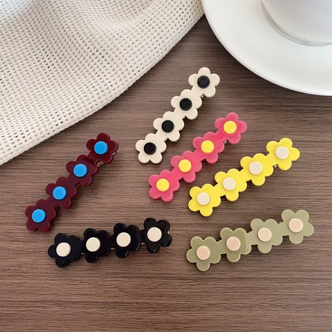 Cellulose Acetate Flower Hair Clip For Women Sweet Floral Duckbill Clip Retro Side Fringe Hair Accessories Elegant Headwear Gift