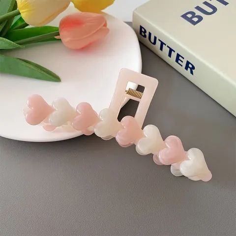 Pinza per Capelli Grande in Stile Coreano per Donna Design a Cuore e Orso in Acrilico Accessori per Capelli Minimalisti per Capelli Folti
