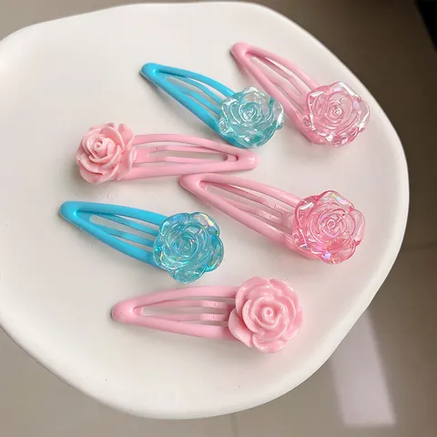 Sweet Korean Style Bow Flower Hair Clips For Girls Women Tweed Fabric Resin Rose Rhinestone Heart Hairpins Hair Accessories