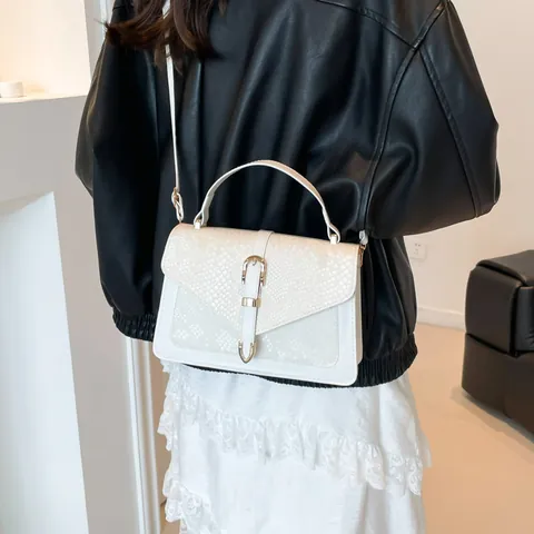 Damen Vintage Schlangenmuster Umhängetasche PU Leder Klappdeckel Schultertasche Mit Verstellbarem Gurt Mode Pendler Handtasche