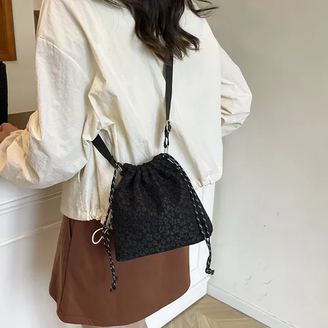Dames Casual Bloemen Jacquard Emmer Tas Lichtgewicht Polyester Kleine Vierkante Schoudertas Crossbody Handtas