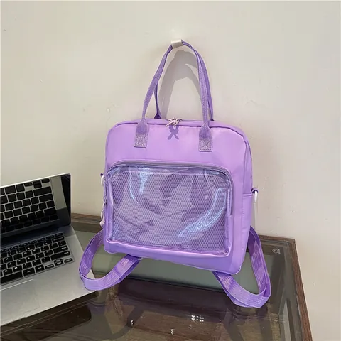 Dames Mode Nylon Rugzak Transparant Ita Bag Casual Japanse Stijl Student Schoudertas Grote Capaciteit Handtas Dagelijks