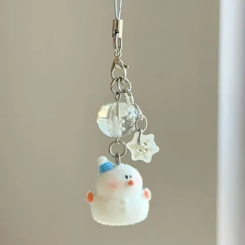 Colgante para Móvil de Peluche de Muñeco de Nieve y Perro Llavero de Abalorios Hecho a Mano para Mujeres Niñas Decoración