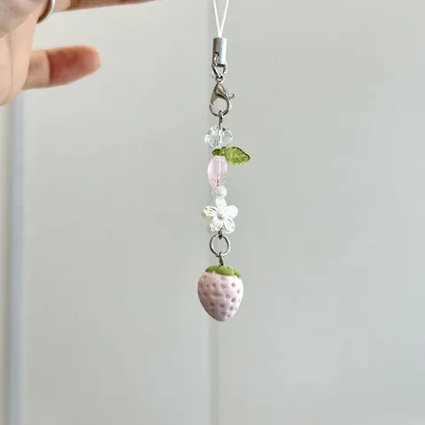 Handgemaakte Kralen Aardbei Telefoonkoord Creatief Roze Bloem Hart Ster Vlinder Tas Hanger CCD Camera Strap Voor Vrouwen Meisjes