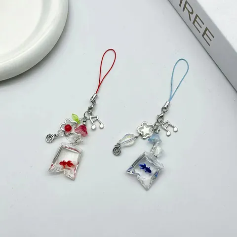 Catena per Telefono Creativa con Pesce Rosso in Sacchetto di Resina Ciondolo per Borsa con Stella Nota Musicale Fiore Accessori Donna