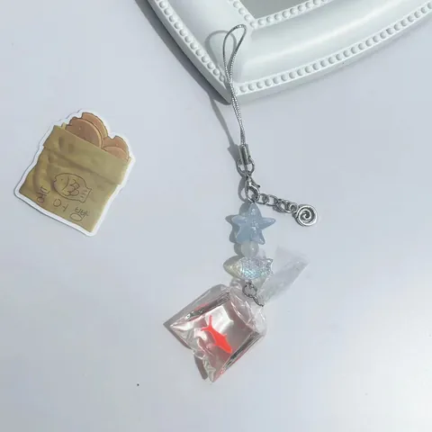 Handmade Beaded Phone Chain Goldfish In Water Bag Pendant Cute Star Charm For Women Bag Decoration Gift Accessory