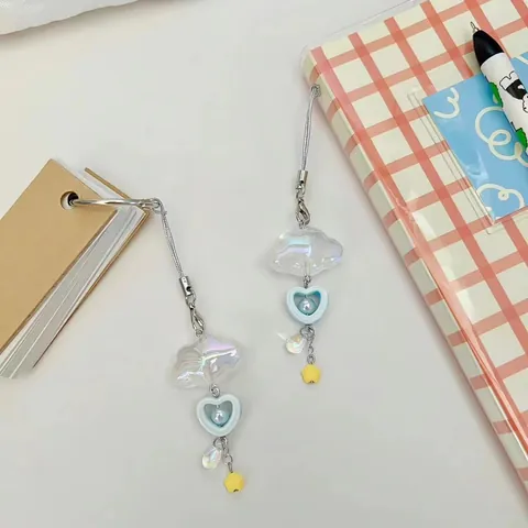 Ciondolo per Cellulare a Forma di Nuvola Cuore Stella Perla Artificialto Laser Dolce Ciondolo per Borsa Estetico per Donna Ragazze Gioielli