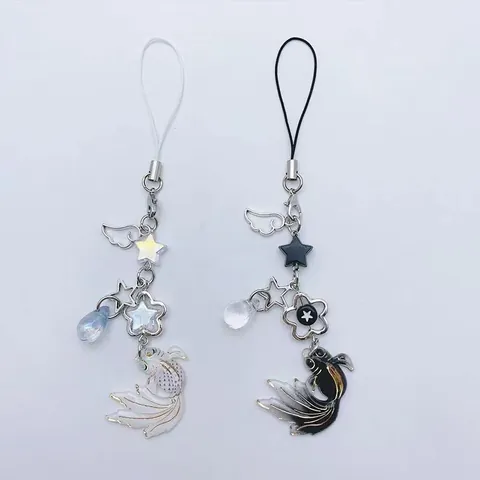 Koi Fisch Handyband Glücksbringer Legierung Harz Stern Blume Perle Anhänger Tasche Zubehör Neuer Chinesischer Stil