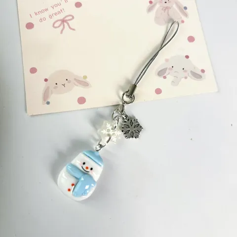 Ciondolo Portachiavi di Natale Simpatico Pupazzo di Neve in Resina Albero di Natale Fascino per Borsa Con Fiocco di Neve Regalo di Natale per Borsa Chiave