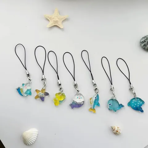 Simpatico Ciondolo per Telefono in Resina a Forma di Creatura Marina Estiva Balena Stella Marina Squalo Cinturino per Fotocamera Ciondolo per Borsa Donna Ragazze