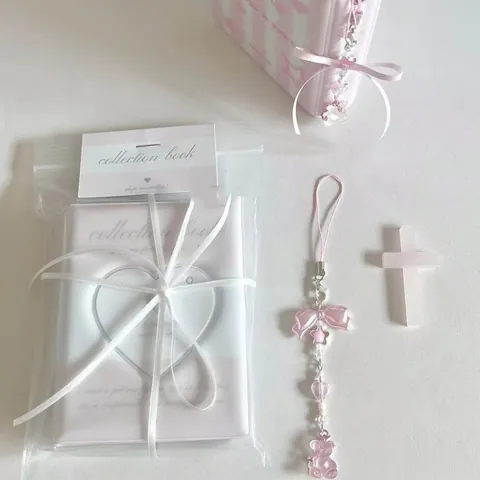 Zoete Roze Kralen Sleutelhanger Met Beer Hart Acryl Bedeltje Strik Voor Tas Telefoon Kaarthouder Decoratie Dames Cadeau