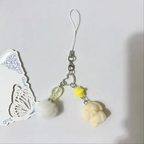 Portachiavi in Peluche a Forma di Coniglio e Orso Ciondolo per Borsa con Pom Pon per Donna Ragazza Chiavi Auto Custodia per Auricolari Decorazione