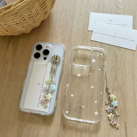 Colgante para Móvil de Cuentas de Estrella Color Macarrón para Mujer Hecho a Mano de Resina Aleación Estrella Llavero para Bolso Regalo Estilo Ins