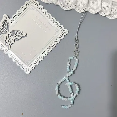 Handgefertigte Perlen Violinschlüssel Musiknote Handy Charm Ästhetik Stern Anhänger Lanyard Handy Kette Für Damen Geschenk