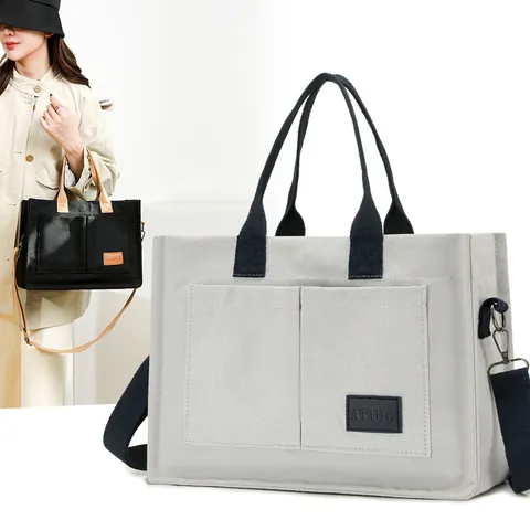 Γυναικεία Casual Τσάντα Tote από Καμβά Μεγάλη Χωρητικότητα Τσάντα Ώμου Χιαστί Μονόχρωμη Λεοπάρ Τσάντα Χειρός