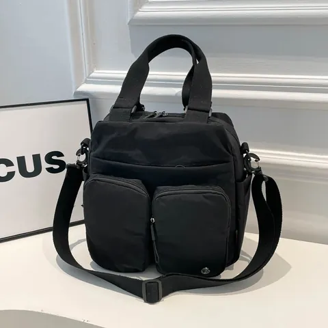 Vintage Large Capacity Nylon Tote Bag Multi Pocket Crossbody Shoulder Bag For Travel Outdoor Sports Women Men Daily Handbag