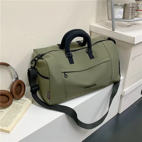 Bolsa de Viaje de Tela Oxford de Gran Capacidad para Mujer Bolsa de Deporte a la Moda Con Compartimento para Zapatos y Funda de Trolley