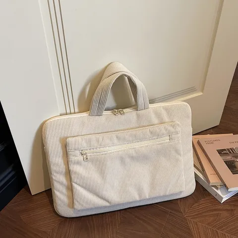 Women's Corduroy Laptop Tote Bag Large Capacity Minimalist Casual Handbag For Commuting Office School Fits Notebooks