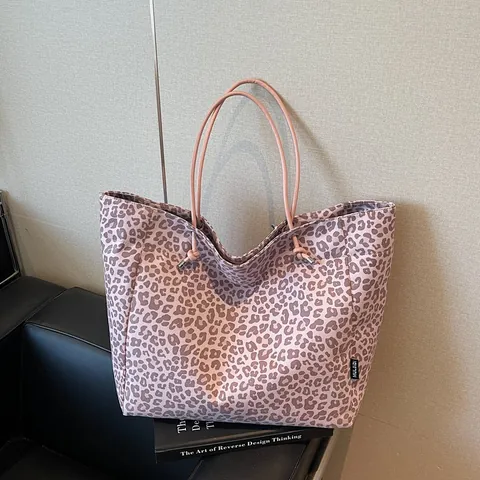 Große Tragetasche Mit Leopardenmuster Damen Vintage Wildleder Umhängetasche Mode Casual Reise Pendeln Handtasche