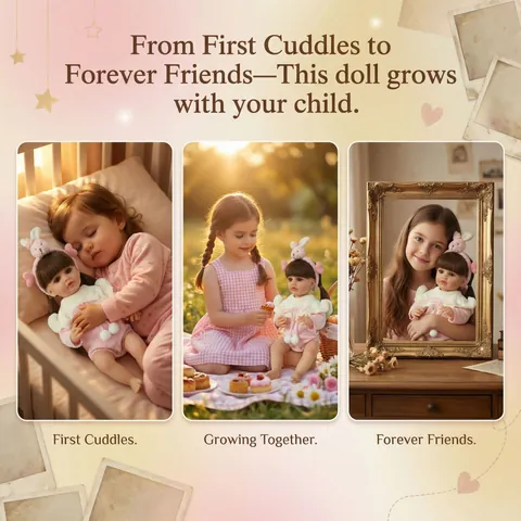 55cm Reborn Baby Doll Lifelike Simulation Full Silicone Vinyl Body Girl Doll With Pink Lace Romper And Rabbit Ear Headband Kids Gift