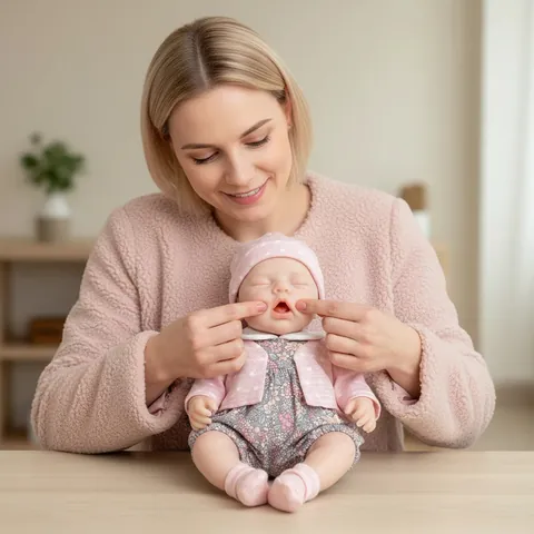 Realistic Reborn Baby Doll 12 Inch Full Solid Silicone Body Waterproof Sleeping Newborn With Pink Polka Dot Outfit Accessories