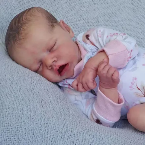 Bambola Reborn Realistica Corpo Intero Silicone Vinile Neonato Che Dorme Twin A B Giocattolo Fatto a Mano Con Abito Floreale