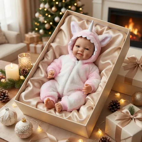 Realistic 17 Inch Reborn Baby Doll Soft Weighted Cloth Body Vinyl Limbs Pink Unicorn Plush Romper Handmade Toy For Girls Gift