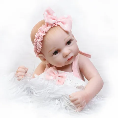 Muñeca Reborn Mini Realista Silicona Completa Impermeable Juguete de Baño Recién Nacido de Vinilo Suave con Ropa de Lunares