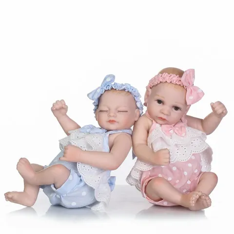 Muñeca Reborn Mini Realista Silicona Completa Impermeable Juguete de Baño Recién Nacido de Vinilo Suave con Ropa de Lunares