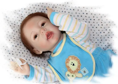 Realistische Reborn Baby Puppe Weiches Silikon Realistische Neugeborene Puppe Mit Blauem Kleidung Strampler Schnuller Geschenk
