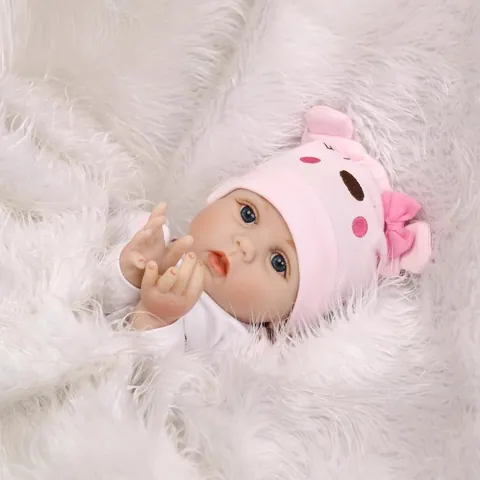 55cm Realistic Reborn Baby Doll Soft Silicone Vinyl Cotton Body Simulation Pink Bear Outfit Kids Companion Toy Gift