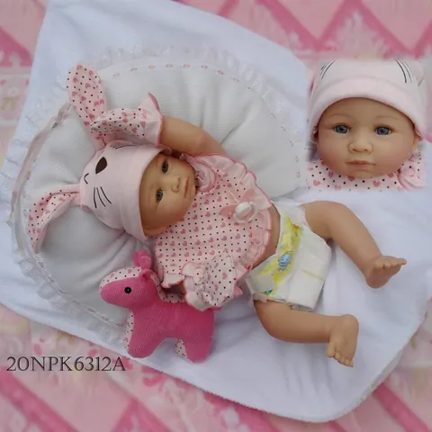 Realistic Reborn Baby Doll Full Silicone Body Pink Rabbit Outfit With Pacifier Bottle Toy For Children Education Role Play Gift