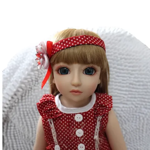 Muñeca BJD Princesa Realista Cuerpo de Plástico Articulaciones Móviles Vestido de Lunares Lindo Juguete de Moda Regalo Niñas