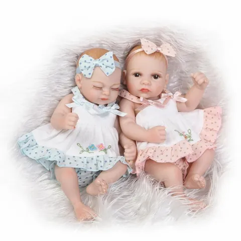 Realistische Mini Reborn Babypuppe Silikon Neugeborenes Spielzeug Mit Gepunktetem Kleid Stirnband Simulation Mädchen Puppe Geschenk