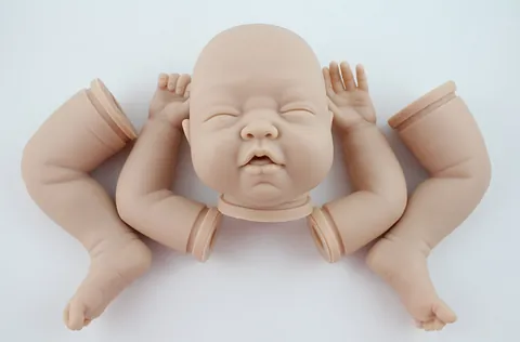 Lebensechtes Unlackiertes Reborn Babypuppen Kit Weiches Silikon Realistischer Schlafender Neugeborener Kopf Und Gliedmaßen Für DIY Kunst