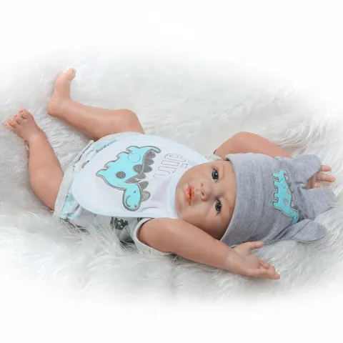 Poupée Reborn Réaliste Silicone Souple Corps Entier Jouet de Bébé Nouveau-Né Avec Vêtements et Accessoires Dinosaure Princesse Cadeau
