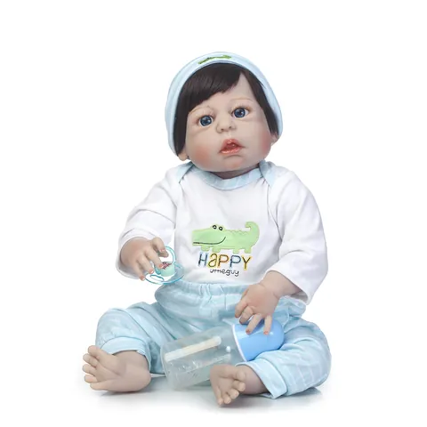 Realistic Reborn Baby Doll Full Silicone Body Waterproof Newborn Boy Doll With Clothes Magnetic Pacifier Feeding Bottle Lifelike Toddler Toy