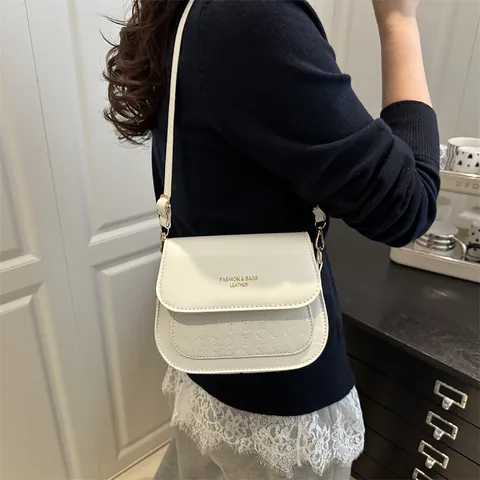 Fashion Women PU Leather Shoulder Bag Houndstooth Embossed Small Square Crossbody Bag With Adjustable Strap Solid Color