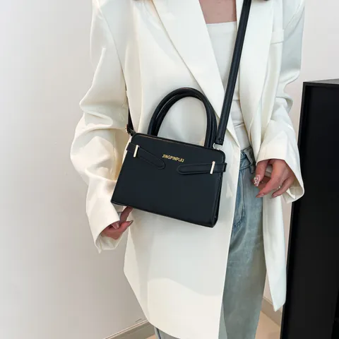 Women Retro Minimalist PU Leather Top Handle Bag Detachable Adjustable Strap Solid Color Square Crossbody Bag Fashion Handbag