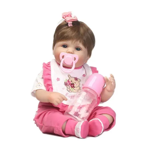Realistische Lebensechte Reborn Baby Puppe Weicher Silikon Stoffkörper Handgefertigt Neugeborenen Puppe Mit Schnuller Flasche
