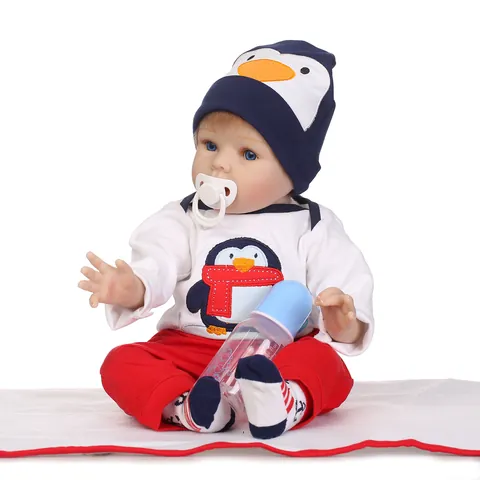 Poupée Bébé Reborn Réaliste en Silicone Souple Nouveau-né Criant de Vérité Avec Vêtements de Manchot Accessoires pour Enfants
