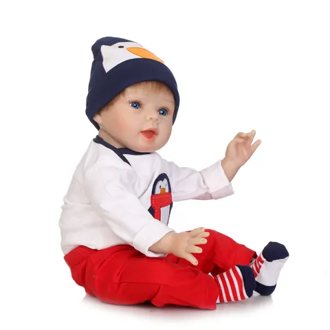 Poupée Bébé Reborn Réaliste en Silicone Souple Nouveau-né Criant de Vérité Avec Vêtements de Manchot Accessoires pour Enfants