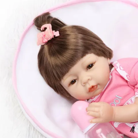 Realistic Reborn Baby Doll Soft Silicone Vinyl Cloth Body Lifelike Handmade Newborn Doll With Clothes Accessories Pink Cat Pattern